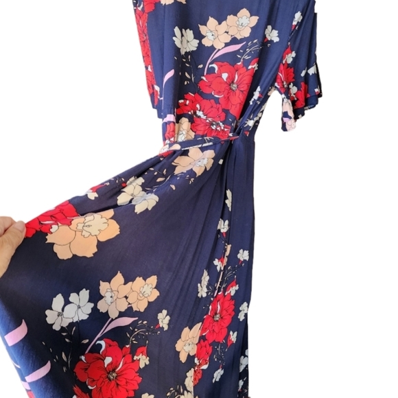 PORTMANS long dress Size 10 navy blue midi 100% viscose - Picture 2 of 12